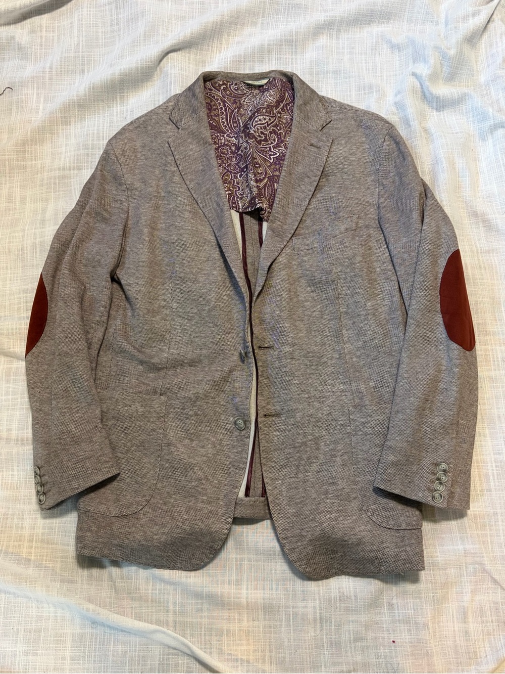 Simeone Napoli Gray Men's Blazer with Brown Elbow Patches made in Italy